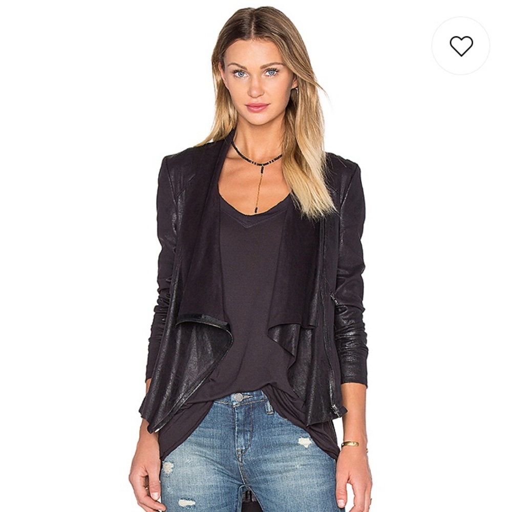 Blank NYC Drape Front Jacket. Vegan leather, sz M